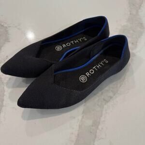 Rothy's The Point Black Solid Blue Halo Ballet Flat Women's 7.5 Slip On Comfort